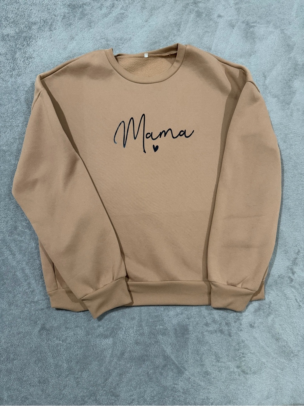 Mama Sweatshirt Women’s XL Tan Brown Crewneck Pullover Heart Graphic Mom